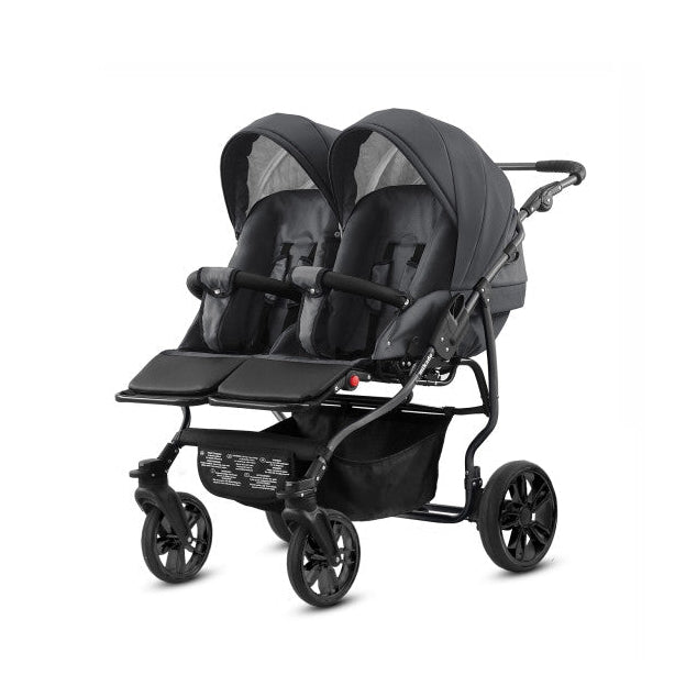Carucior pentru gemeni 2 in 1 Mikado Goldstar GS-10 Grafit/Cadru negru/Roti negru carucior-gemeni