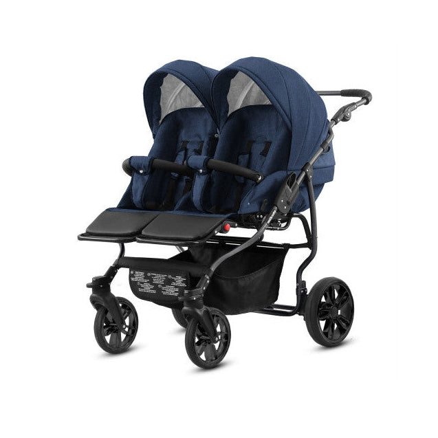 Carucior pentru gemeni 2 in 1 Mikado Goldstar GS-13 Navy/Cadru negru/Roti negru carucior-gemeni