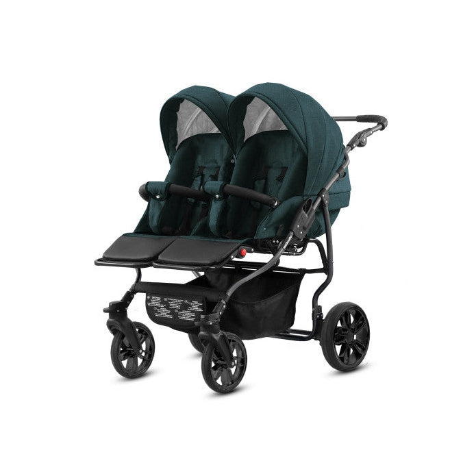 Carucior pentru gemeni 2 in 1 Mikado Goldstar GS-17 Kaki/Cadru negru/Roti negru carucior-gemeni