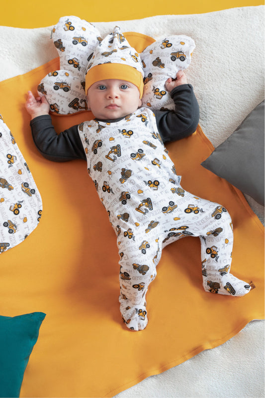 Romper de bumbac 100% (181023) ’Big Trucks’ romper
