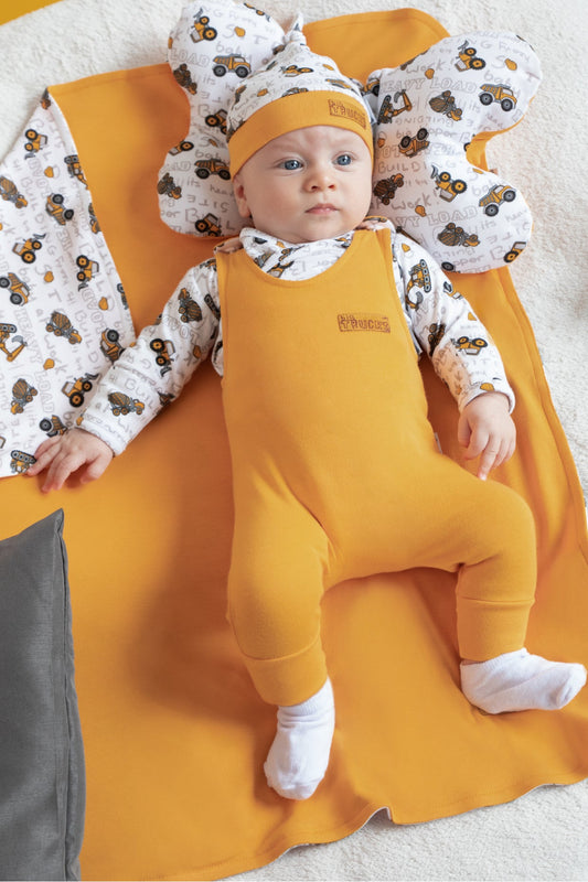 Salopeta de bumbac 100% (181024) ’Big Trucks’ salopeta-copii