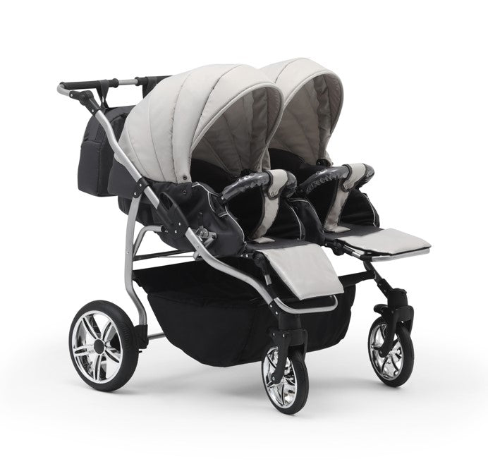 Carucior pentru gemeni Nativo Gemini 3 in 1 Negru/Gold latime 87 cm reversibil carucior-gemeni