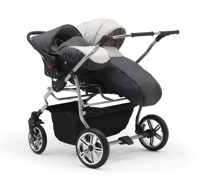 Carucior pentru gemeni Nativo Gemini 3 in 1 Negru/Gold latime 87 cm reversibil carucior-gemeni