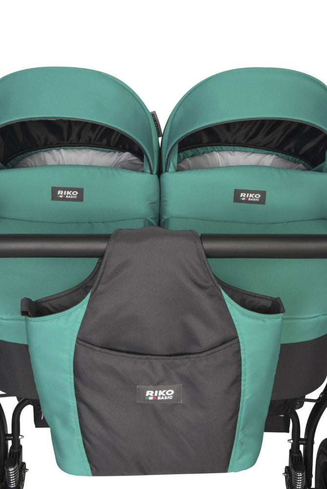 Carucior pentru gemeni Riko Basic Saxo Lagoon scaune reversibile roti cu aer carucior-gemeni