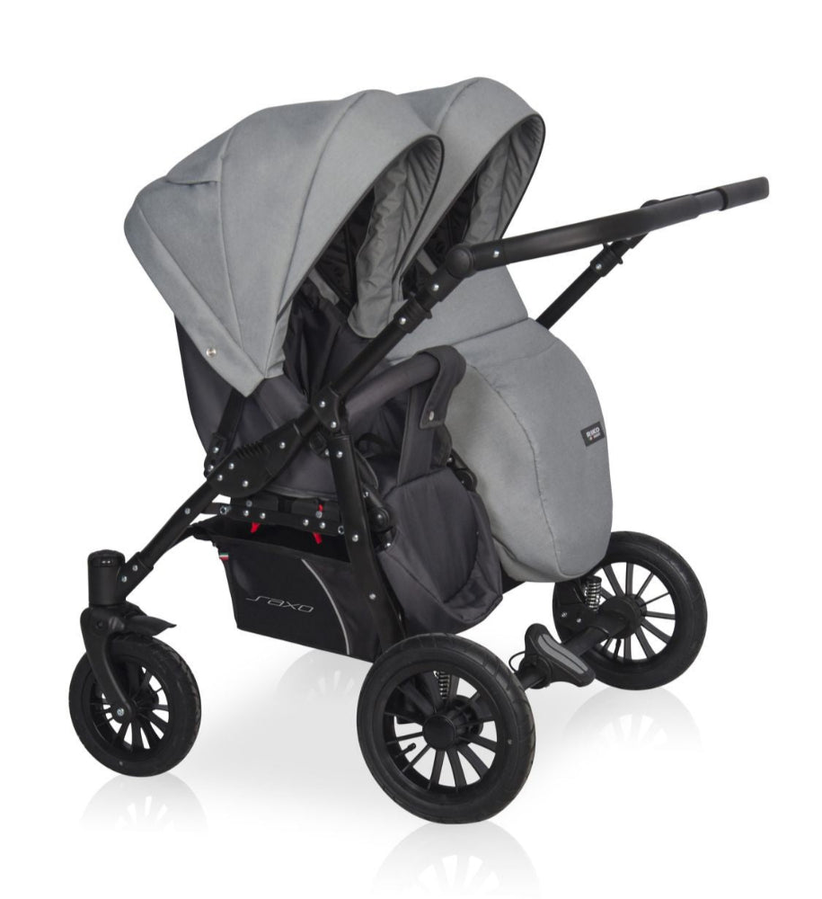 Carucior pentru gemeni Riko Basic Saxo Stone scaune reversibile roti cu aer carucior-gemeni