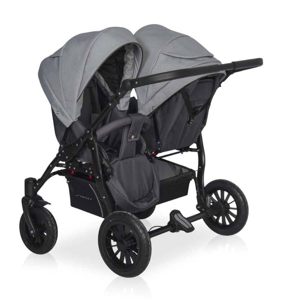 Carucior pentru gemeni Riko Basic Saxo Stone scaune reversibile roti cu aer carucior-gemeni