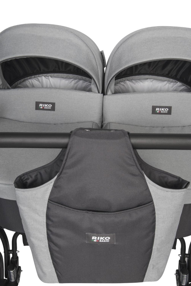 Carucior pentru gemeni Riko Basic Saxo Stone scaune reversibile roti cu aer carucior-gemeni