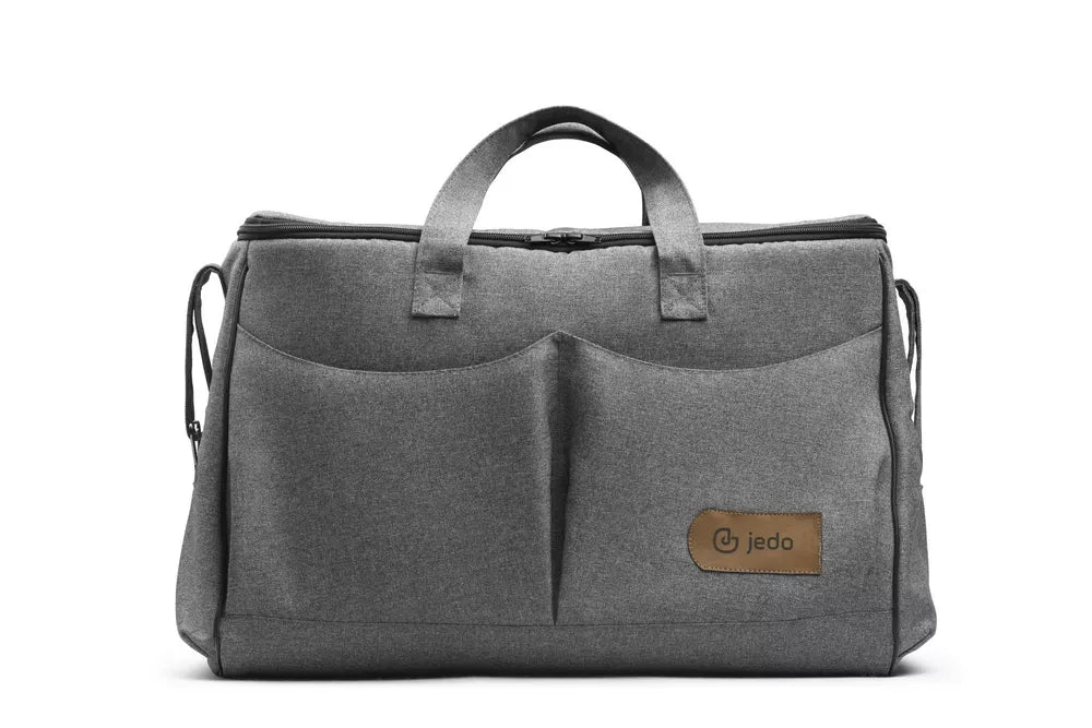 Carucior pentru gemeni Jedo Duo Modular Blumarin/Cognac, reversibil, cadru de aluminiu, latime 79,5 cm