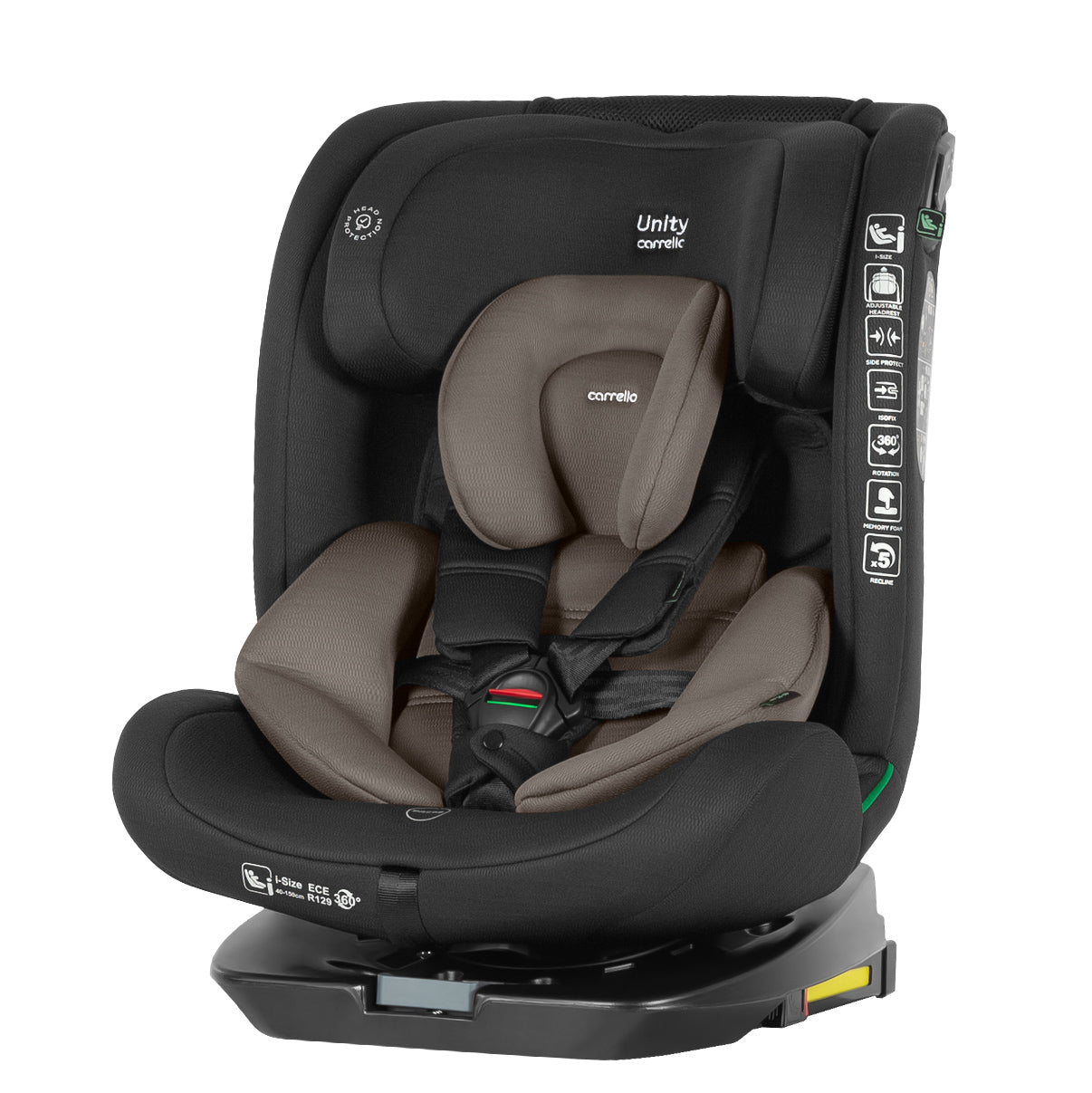 Scaun auto rotativ 360° Carrello Unity Harmony Beige i-SIZE 40-150 cm SPS Top Tether ISOFIX scaun-auto