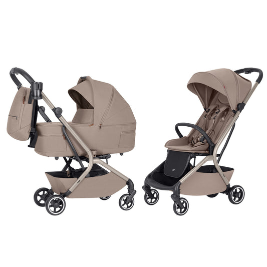 Carucior copii compact Carrello Magia CRL-6555 2 in 1 Spice Beige, max. 22 Kg, dimensiuni bagaj de mana