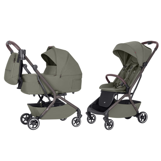 Carucior copii compact Carrello Magia CRL-6555 2 in 1 Malted Green, max. 22 Kg, dimensiuni bagaj de mana