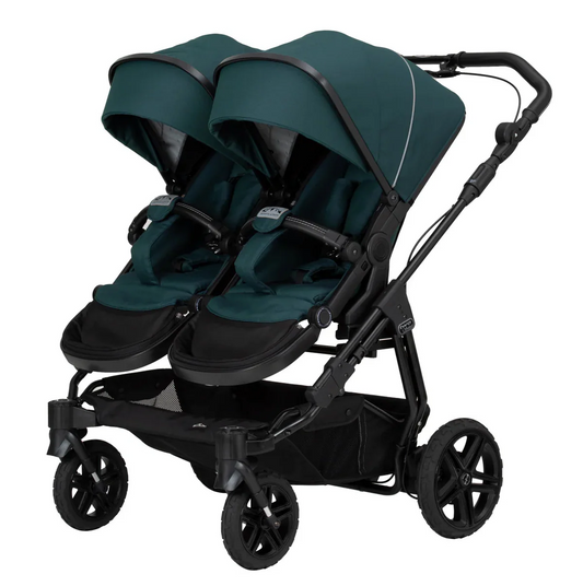 Carucior sport pentru gemeni Hartan Two Select Outdoor Leaves (702), reversibil, pliere compacta, roti cauciuc cu aer
