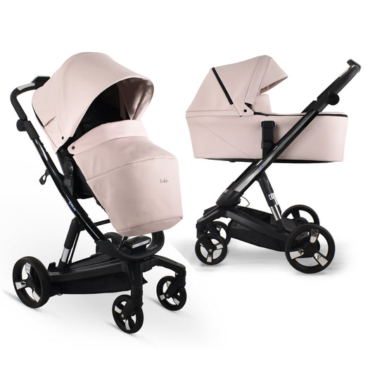 Carucior electric Ibebe iSTOP & DRiVE FOLLOW ME 2 in 1 Textil Roz (ISD111), cu leganare automata, max. 22 Kg