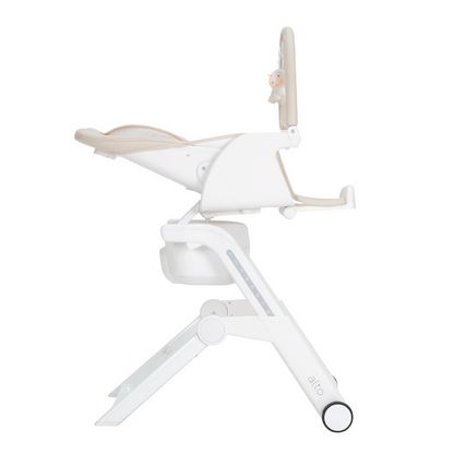 Scaun de masa cu leagan electric Carrello Alto CRL-10307 Almond Beige, 3 moduri de leganare, sezlong, telecomanda, melodii, sunete din natura, Bluetooth, senzor de miscare