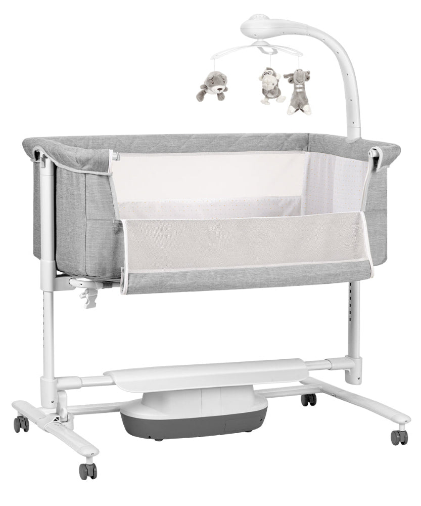 Patut leagan electric Carrello Bloom Anchor Grey 85x50 cm cu senzor de miscare telecomanda 7 moduri de leganare 5