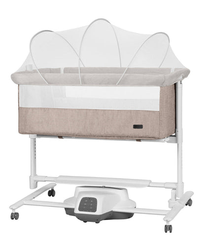 Patut leagan electric Carrello Bloom Silk Beige 85x50 cm cu senzor de miscare telecomanda 7 moduri de leganare 5 viteze