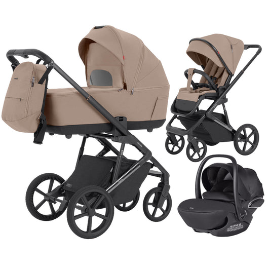 Carucior 3 in 1 Carrello Sigma CRL-6523 Fresh Beige, reversibil, suspensie pe cadru, functie troller