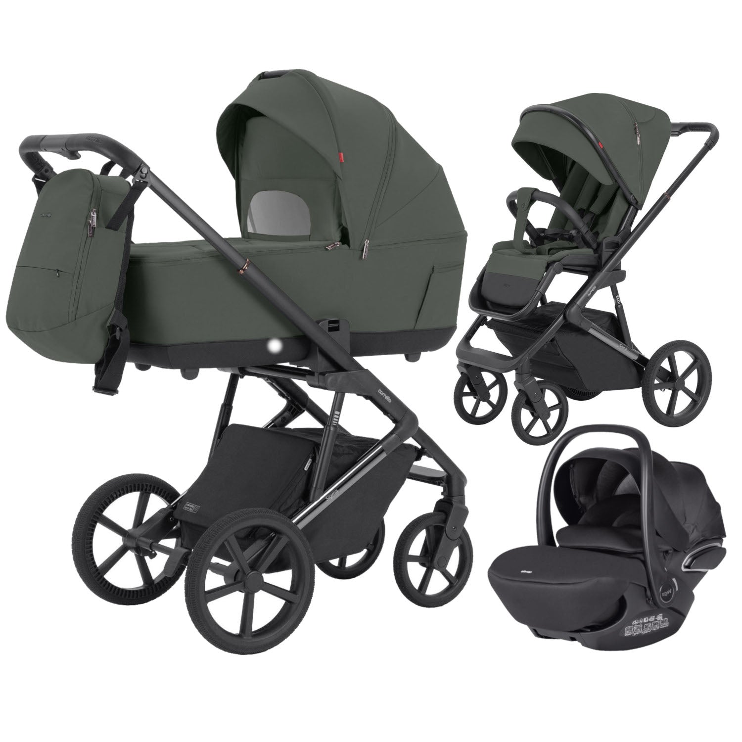 Carucior 2 in 1 Carrello Sigma CRL-6523 Leaf Green, reversibil, suspensie pe cadru, functie troller