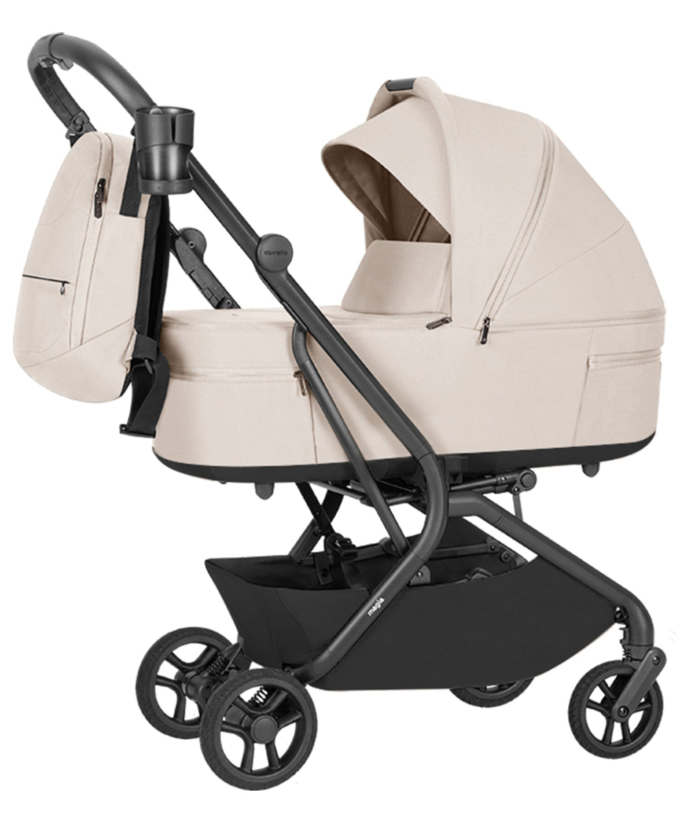 Carucior copii 2 in 1 Carrello Magia 2.0 CRL-6655 Laguna Beige, compact, dimensiuni bagaj de mana, max. 22 Kg, adaptori cos auto