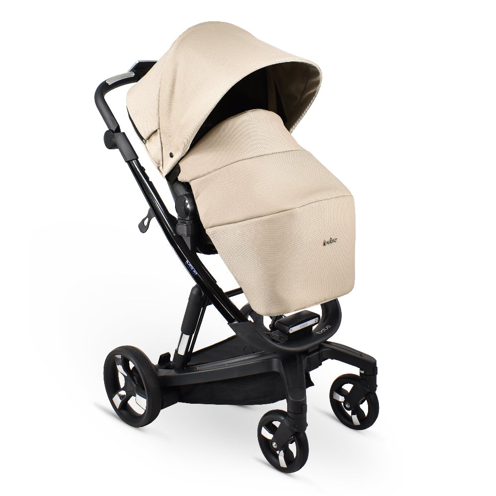 Carucior electric 2 in 1 Ibebe iSTOP & DRiVE FOLLOW ME Textil Bej (IS109) cu leganare automata max. 22 Kg