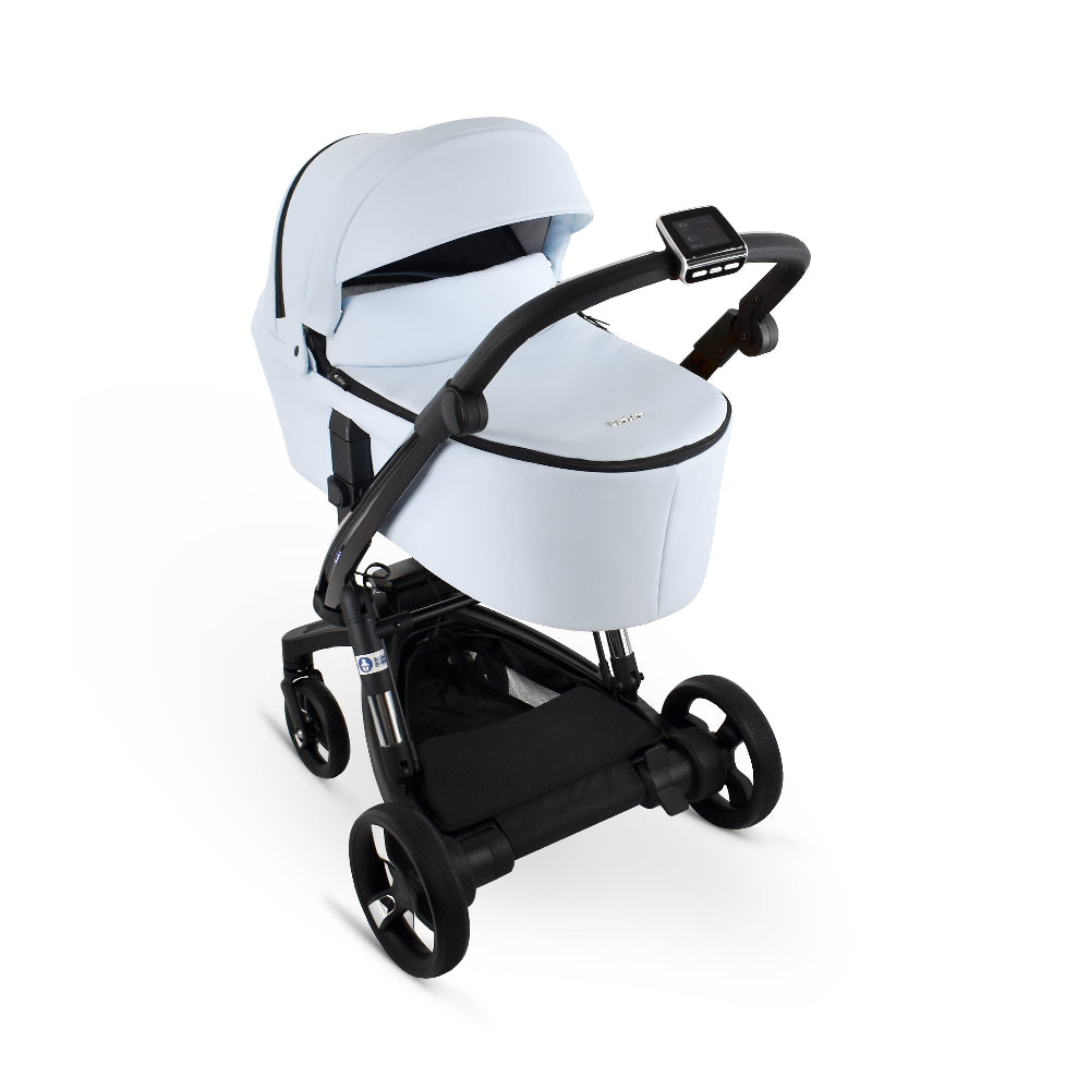 Carucior electric Ibebe iSTOP & DRiVE 2 in 1 Piele ecologica Albastru (ISD47)