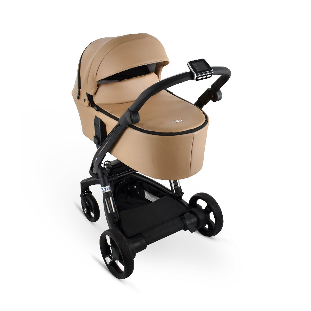 Carucior electric Ibebe iSTOP & DRiVE 2 in 1 Piele ecologica Bej (ISD35) Cybex e-Priam