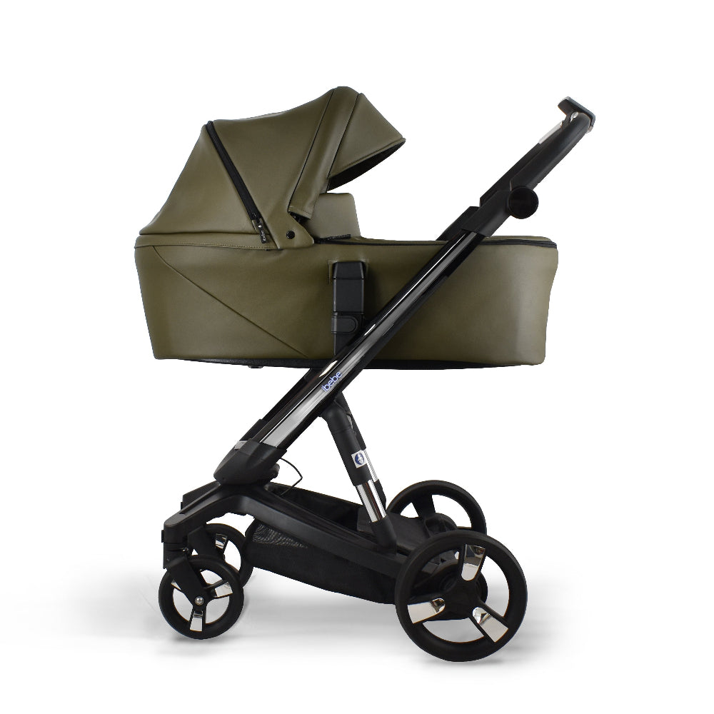 Carucior electric Ibebe iSTOP & DRiVE 2 in 1 Piele ecologica Kaki (ISD38) Cybex Platinum e-Priam