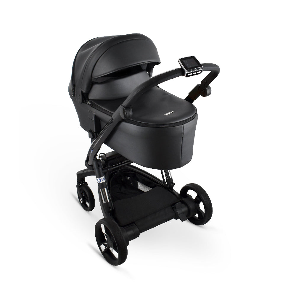 Carucior electric Ibebe iSTOP & DRiVE 2 in 1 Piele ecologica Negru (ISD17)