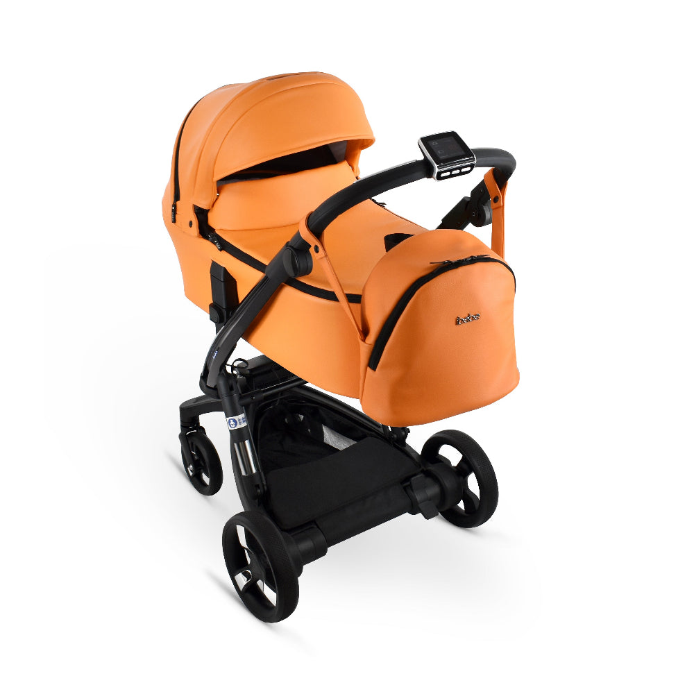 Carucior electric Ibebe iSTOP & DRiVE 2 in 1 Piele ecologica Portocaliu (ISD Orange Eco) Cybex Platinum e-Priam