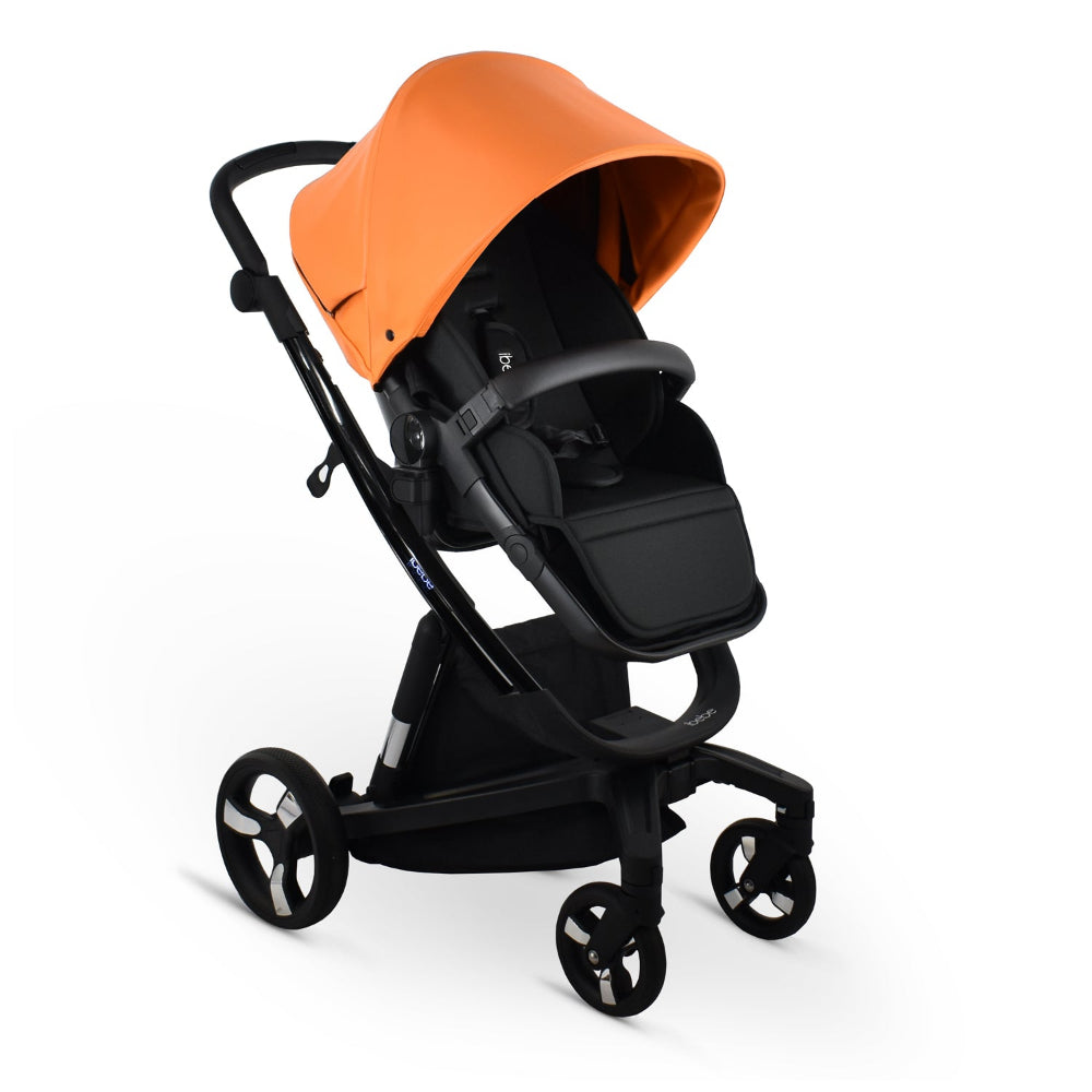 Carucior electric Ibebe iSTOP & DRiVE 2 in 1 Piele ecologica Portocaliu (ISD Orange Eco) Cybex Platinum e-Priam