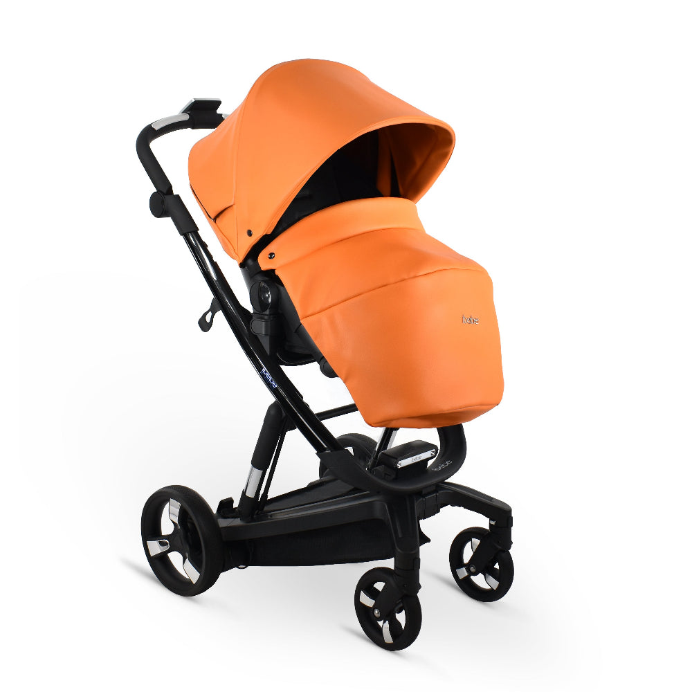 Carucior electric Ibebe iSTOP & DRiVE 2 in 1 Piele ecologica Portocaliu (ISD Orange Eco) Cybex Platinum e-Priam