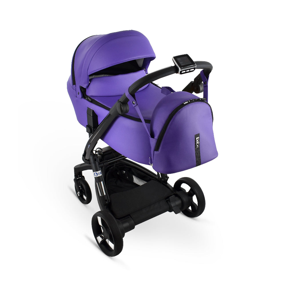 Carucior electric Ibebe iSTOP & DRiVE 2 in 1 Piele ecologica Violet ECO (ISDVioletEco) Cybex Platinum e-Priam