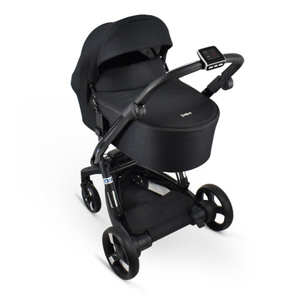 Carucior electric Ibebe iSTOP & DRiVE 2 in 1 Textil Negru (ISD105)