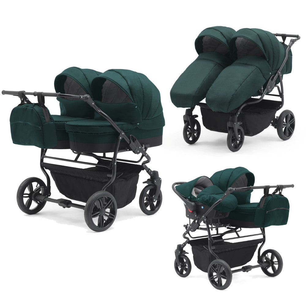 Carucior gemeni 3 in 1 Nativo Gemini Khaki/Negru