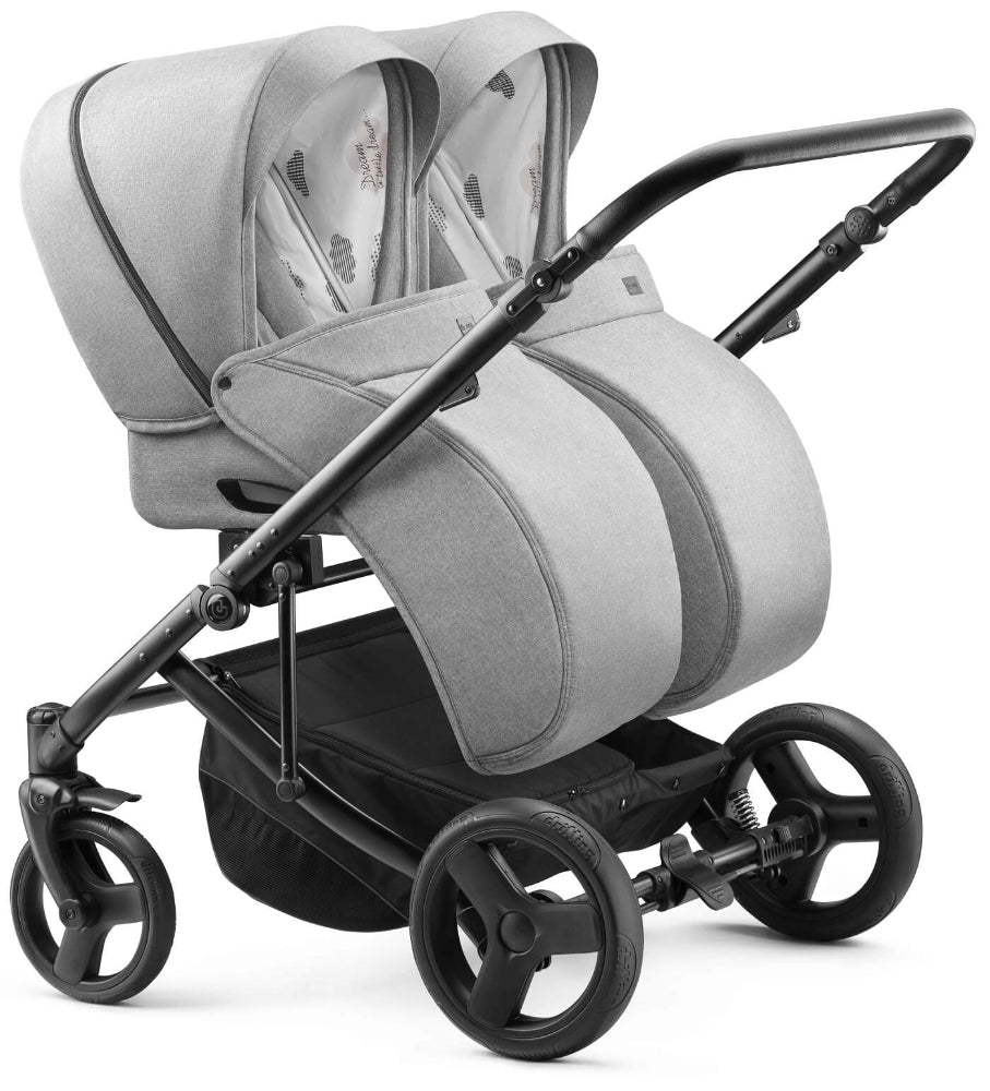 Carucior pentru gemeni 2 in 1 Jedo Duo, side-by-side, reversibil, cadru de aluminiu, latime 80 cm