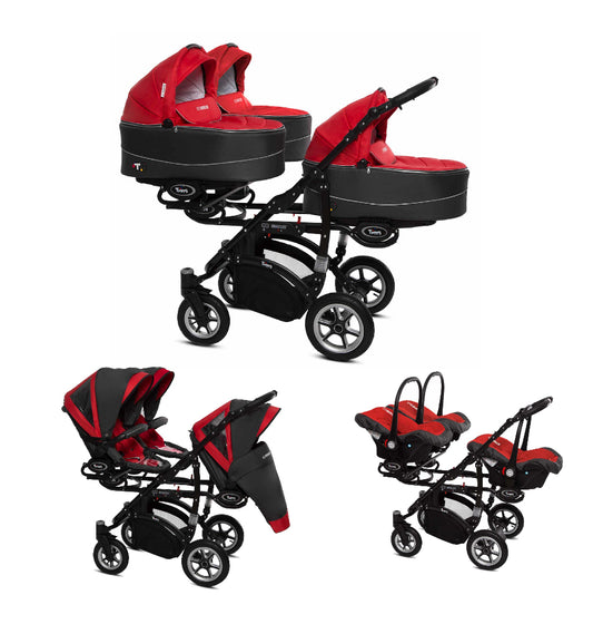 Carucior pentru tripleti BabyActive Trippy Premium (TR-08) 3 in 1 Rosso
