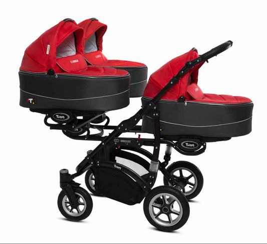 Carucior pentru tripleti BabyActive Trippy Premium (TR-08) 3 in 1 Rosso