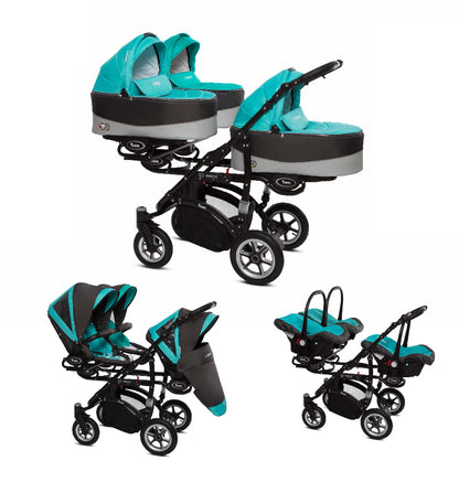 Carucior pentru tripleti BabyActive Trippy (TR-11) 3 in 1 Tropic Green