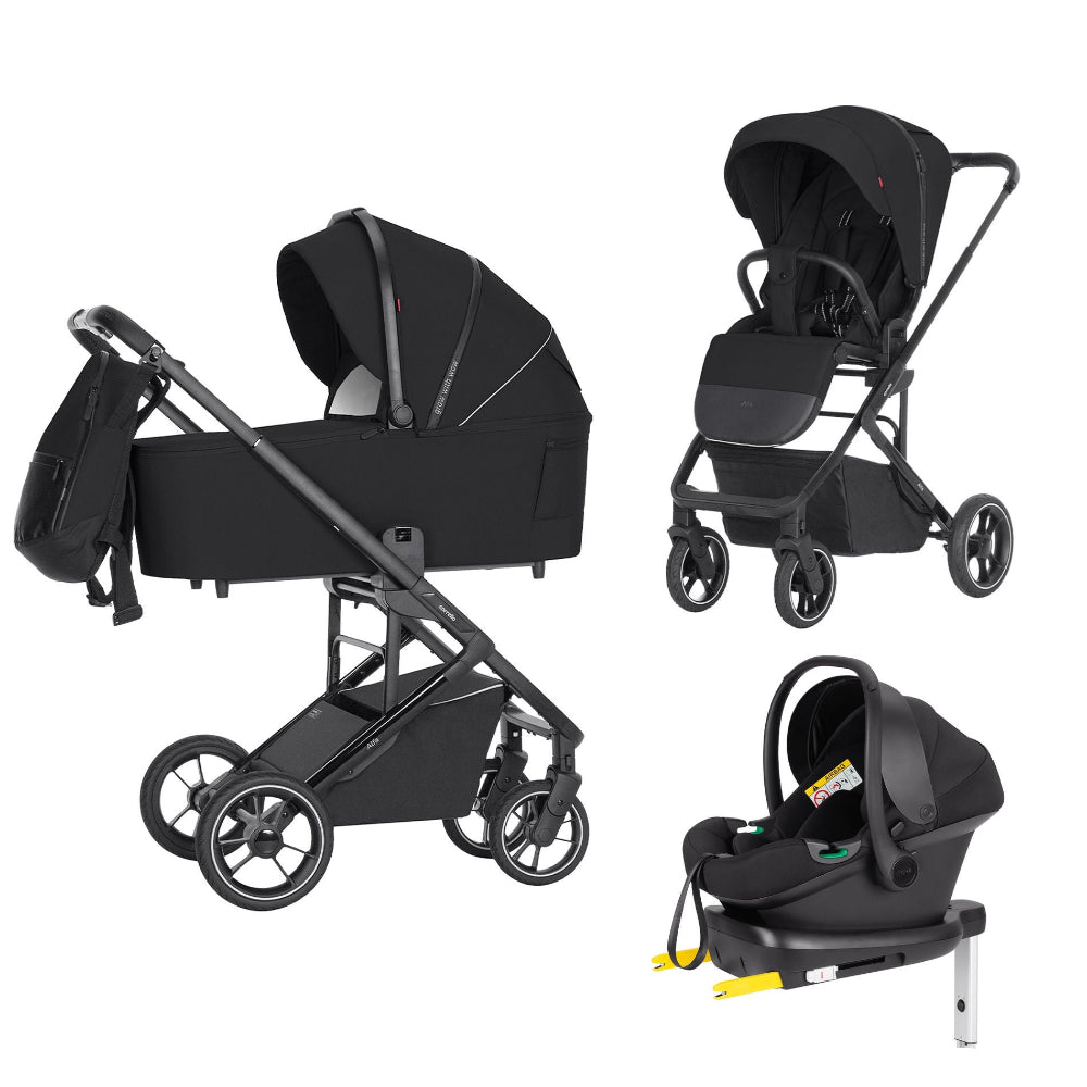 Carucior premium compact Carrello Alfa 4 in 1 (CRL-6507) Midnight Black, max. 22 Kg, protectie UV UPF 50, invelitoare picioare