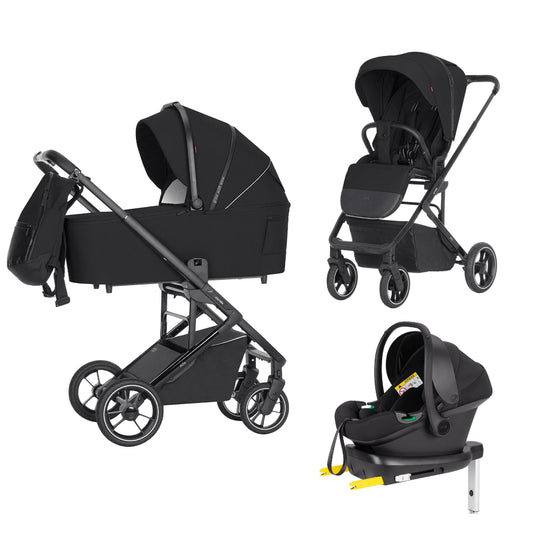 Carucior premium compact Carrello Alfa 4 in 1 (CRL-6507) Midnight Black, max. 22 Kg, protectie UV UPF 50, invelitoare picioare