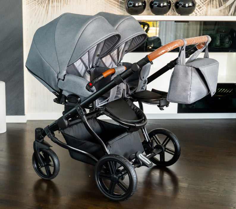 Carucior pentru gemeni Adbor Duo Lux Gri carucior-gemeni