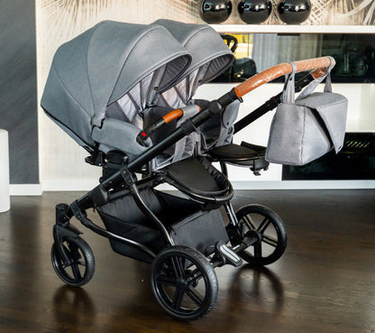Carucior pentru gemeni Adbor Duo Lux Gri carucior-gemeni
