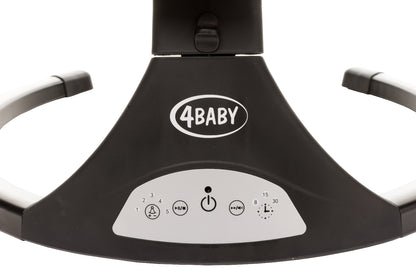 Leagan electric cu telecomanda 4Baby Rock'n Relax Wood Negru, max. 9 Kg, telecomanda, 5 viteze, 12 melodii, timer, USB