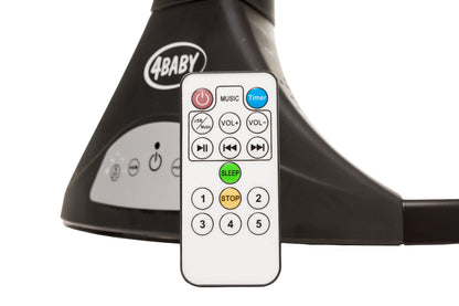 Leagan electric cu telecomanda 4Baby Rock'n Relax Wood Negru, max. 9 Kg, telecomanda, 5 viteze, 12 melodii, timer, USB