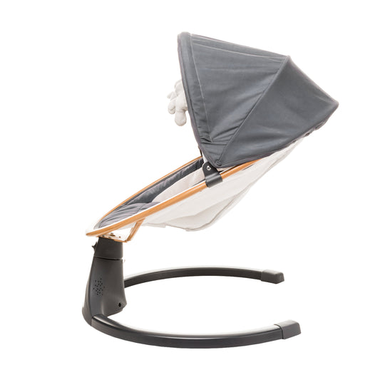 Leagan electric cu telecomanda 4Baby Rock'n Relax Wood Gri, max. 9 Kg, telecomanda, 5 viteze, 12 melodii, timer, USB