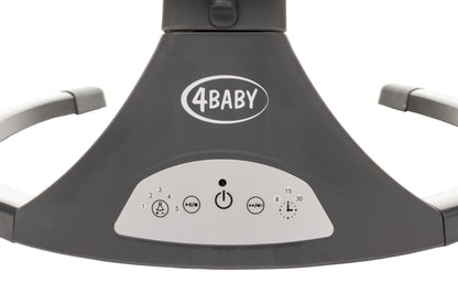 Leagan electric cu telecomanda 4Baby Rock'n Relax Wood Gri, max. 9 Kg, telecomanda, 5 viteze, 12 melodii, timer, USB
