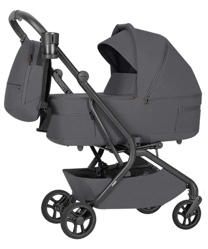 Carucior copii compact Carrello Magia 2.0 CRL-6655 2 in 1 Elm Grey, dimensiuni bagaj de mana, max. 22 Kg, adaptori cos auto