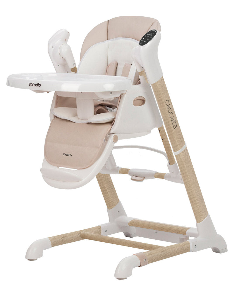 Scaun de masa si leagan electric Carrello CASCATA (CRL-10303) Cream Beige Wooden, controlabil prin aplicatie pe mobil