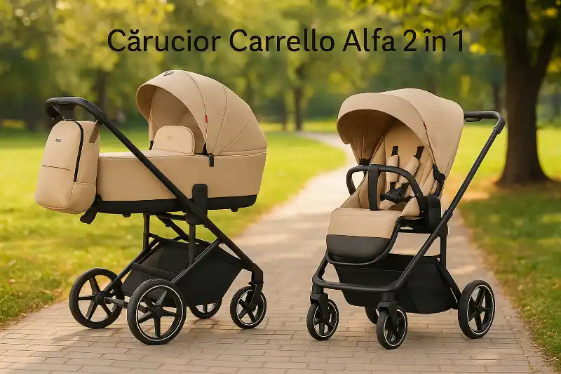 Sistem de cărucior pentru bebeluși 2-in-1 bej.