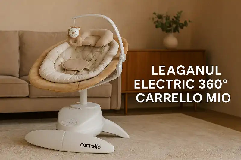 Leagan electric rotativ 360⁰ cu melodii, sunete și inclinare reglabila Carrello MIO